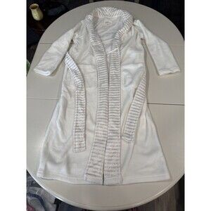 Comfort Code Cuddl Duds Plush Sherpa Cream And Gold Accents Robe Size XS